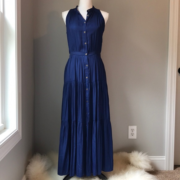 navy tiered maxi dress